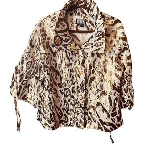 BEREK size M 100% linen 3/4 bell sleeve glam jacket.